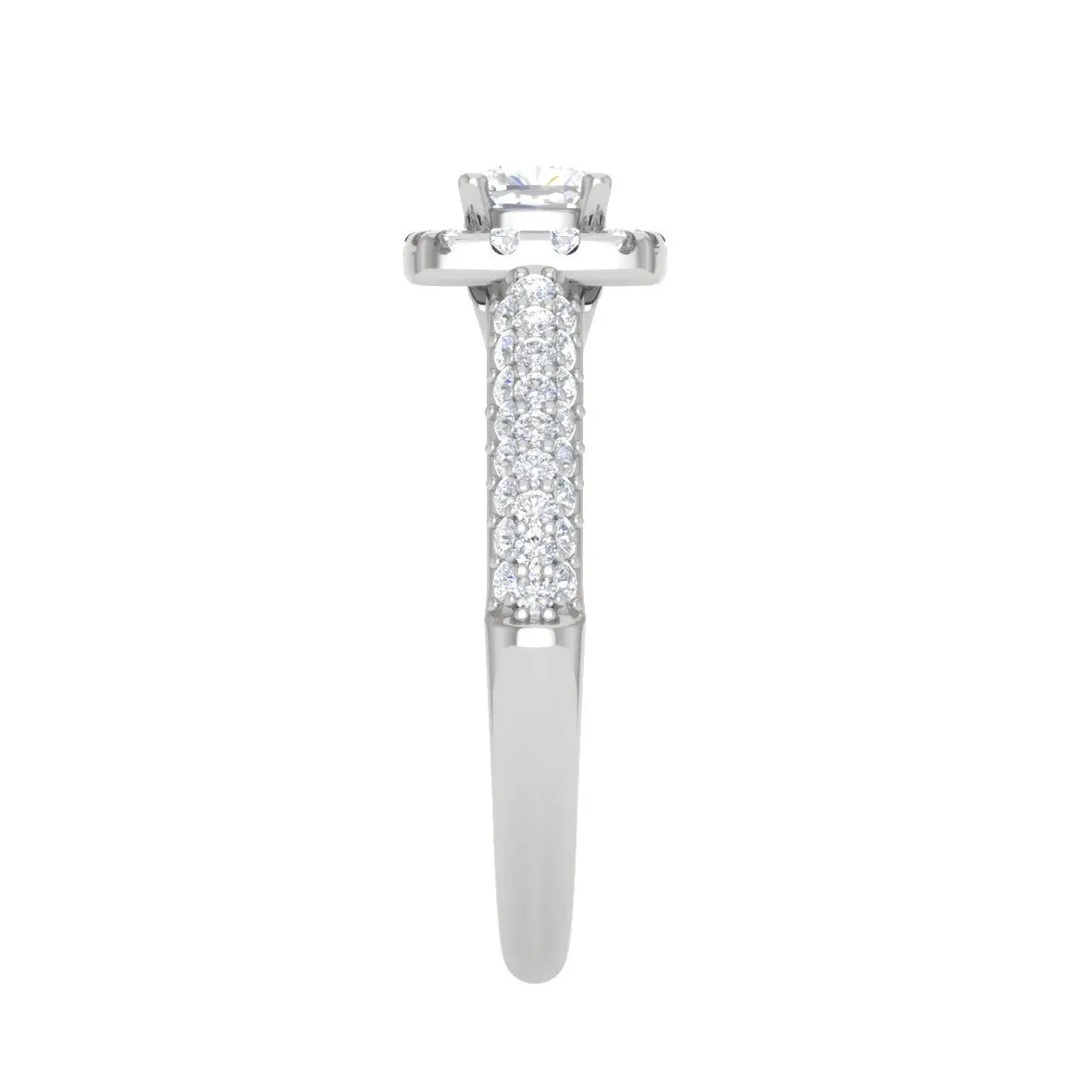 0.30 cts. Cushion Solitaire Halo Split Shank Platinum Ring JL PT JRW1549MM