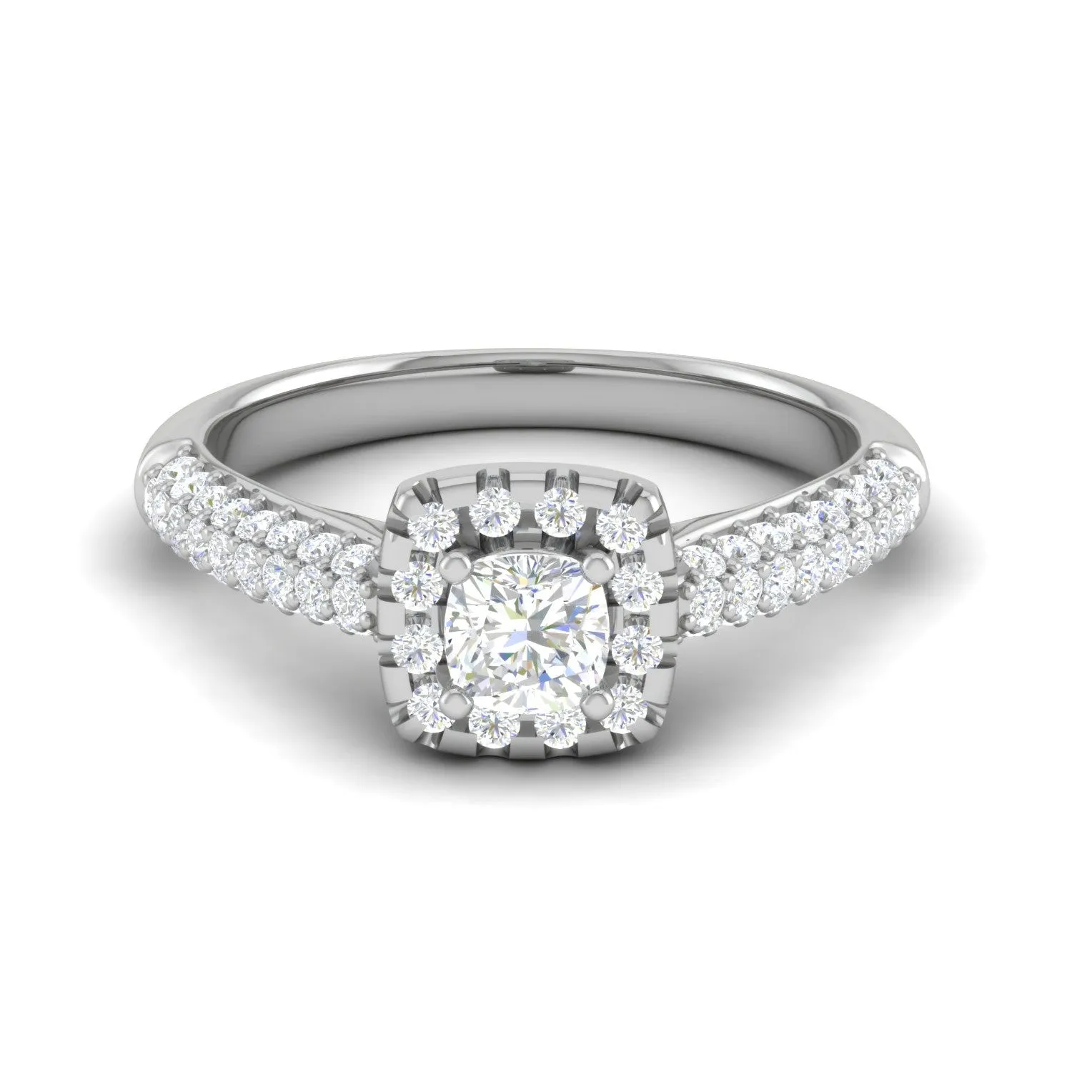 0.30 cts. Cushion Solitaire Halo Split Shank Platinum Ring JL PT JRW1549MM