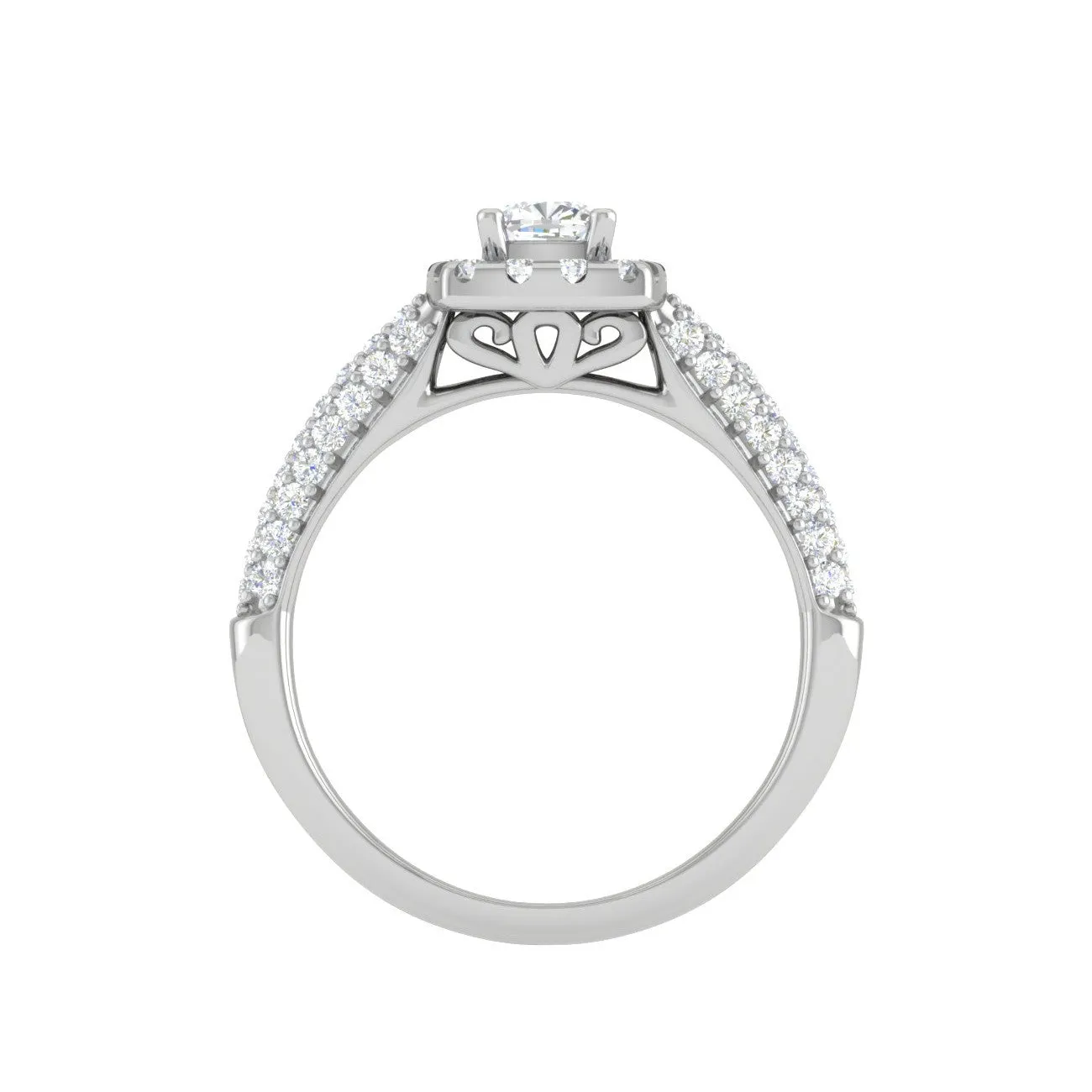 0.30 cts. Cushion Solitaire Halo Split Shank Platinum Ring JL PT JRW1549MM