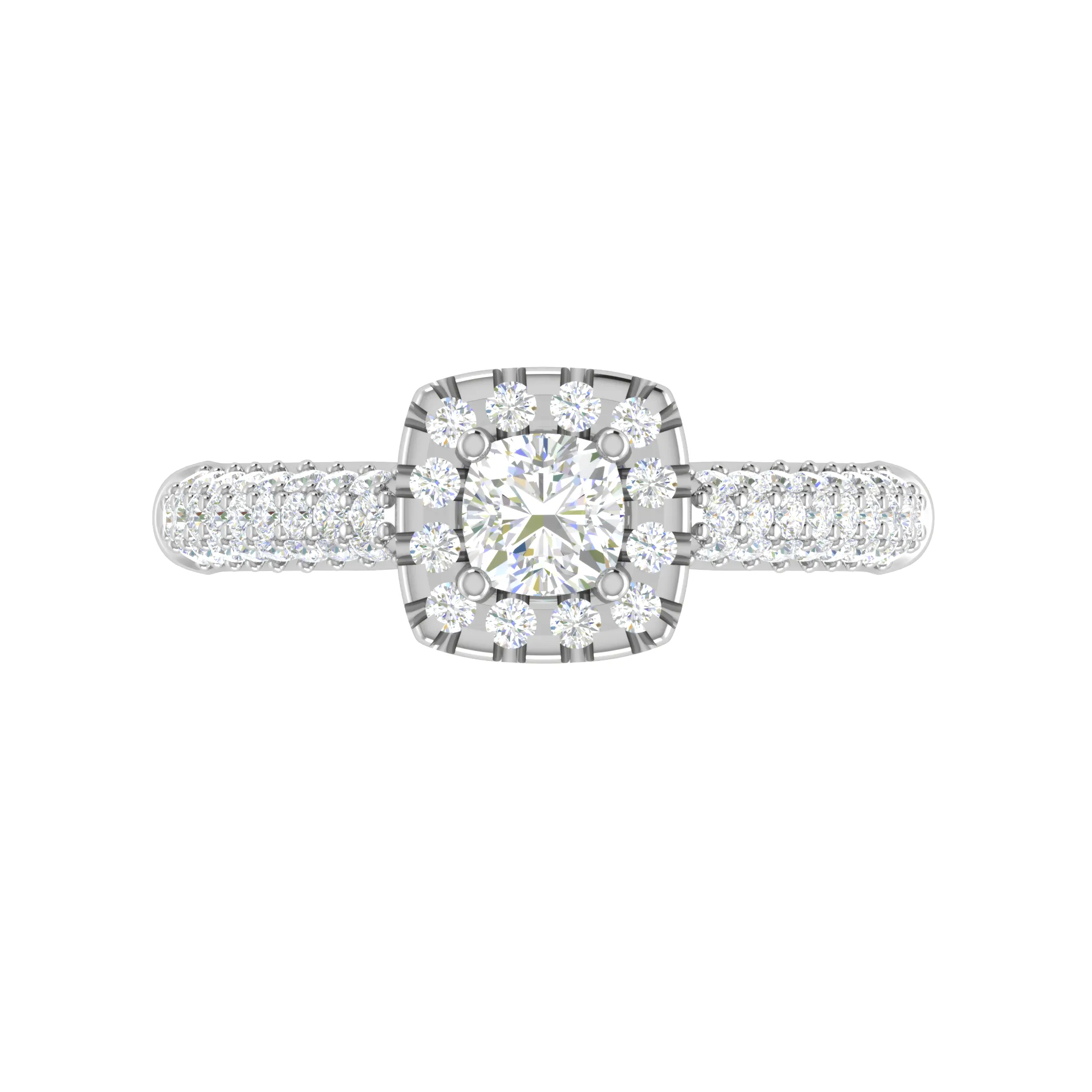 0.30 cts. Cushion Solitaire Halo Split Shank Platinum Ring JL PT JRW1549MM