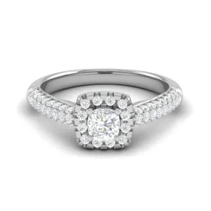0.30 cts. Cushion Solitaire Halo Split Shank Platinum Ring JL PT JRW1549MM