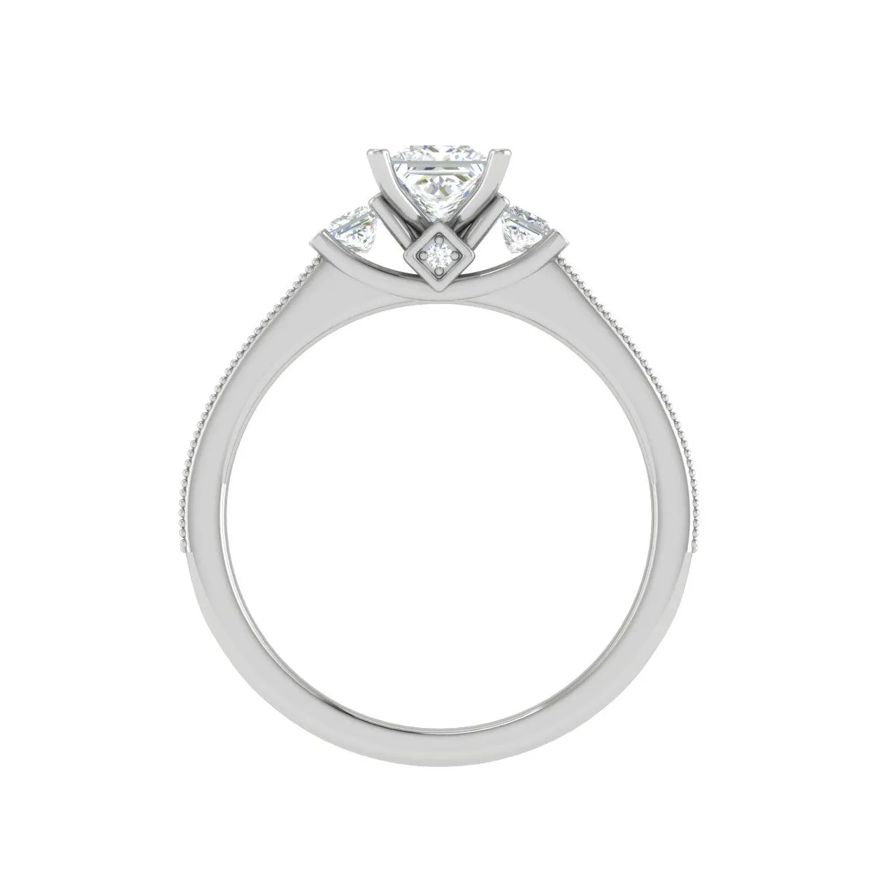 0.30 cts. Princess Cut Diamond Diamond Shank Platinum Solitaire Engagement Ring JL PT 150