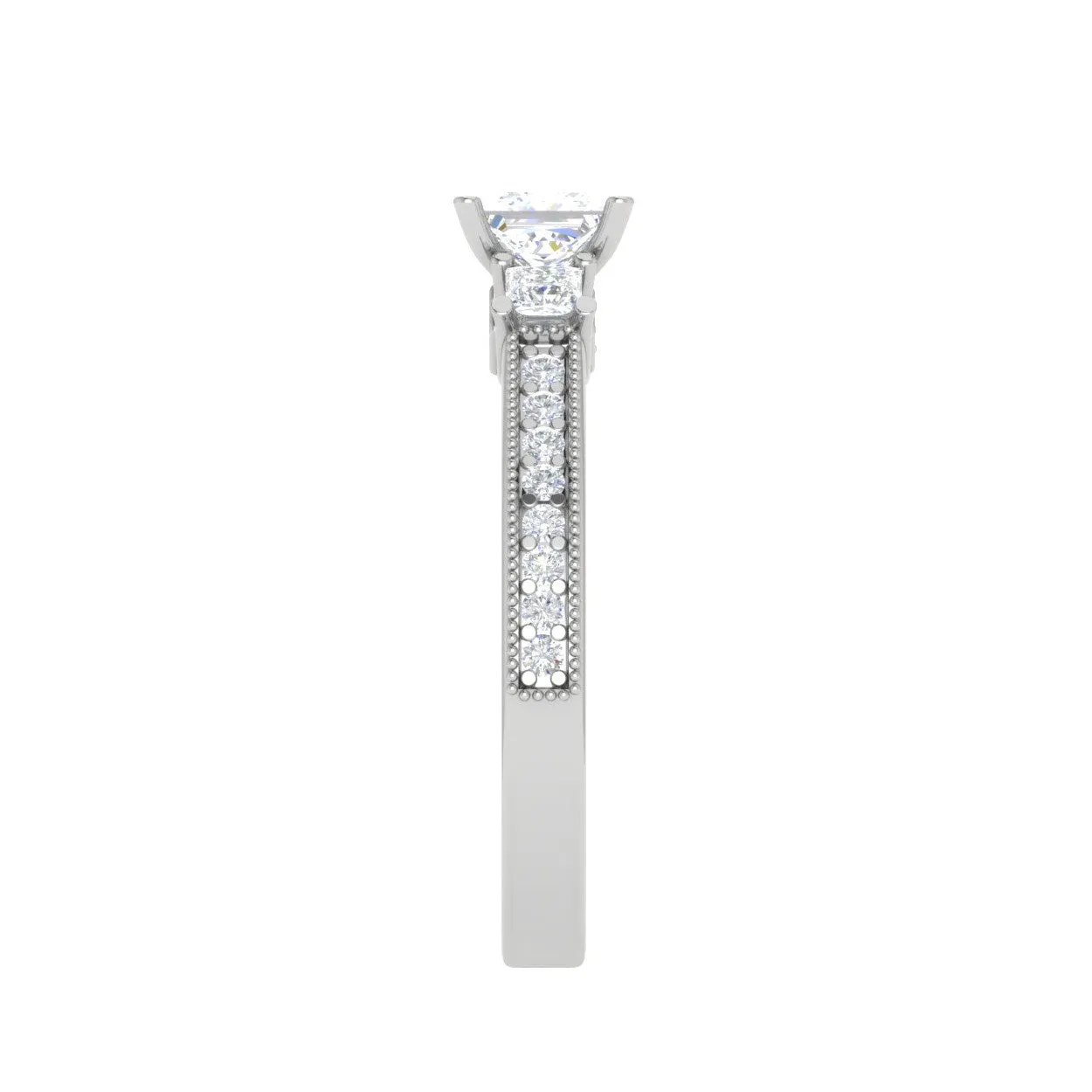 0.30 cts. Princess Cut Diamond Diamond Shank Platinum Solitaire Engagement Ring JL PT 150