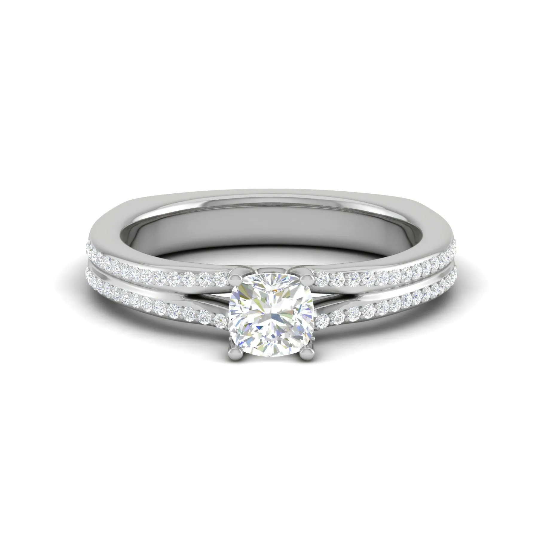 0.30cts. Cushion Solitaire Diamond Split Shank Platinum Ring JL PT RH CU 169