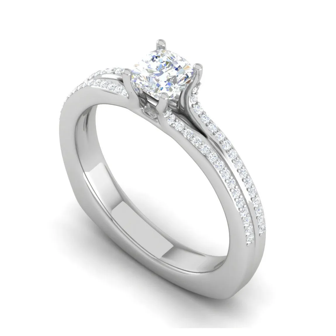0.30cts. Cushion Solitaire Diamond Split Shank Platinum Ring JL PT RH CU 169