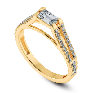 0.30cts. Emerald Cut Solitaire Diamond Split Shank 18K Yellow Gold Ring JL AU 1180Y