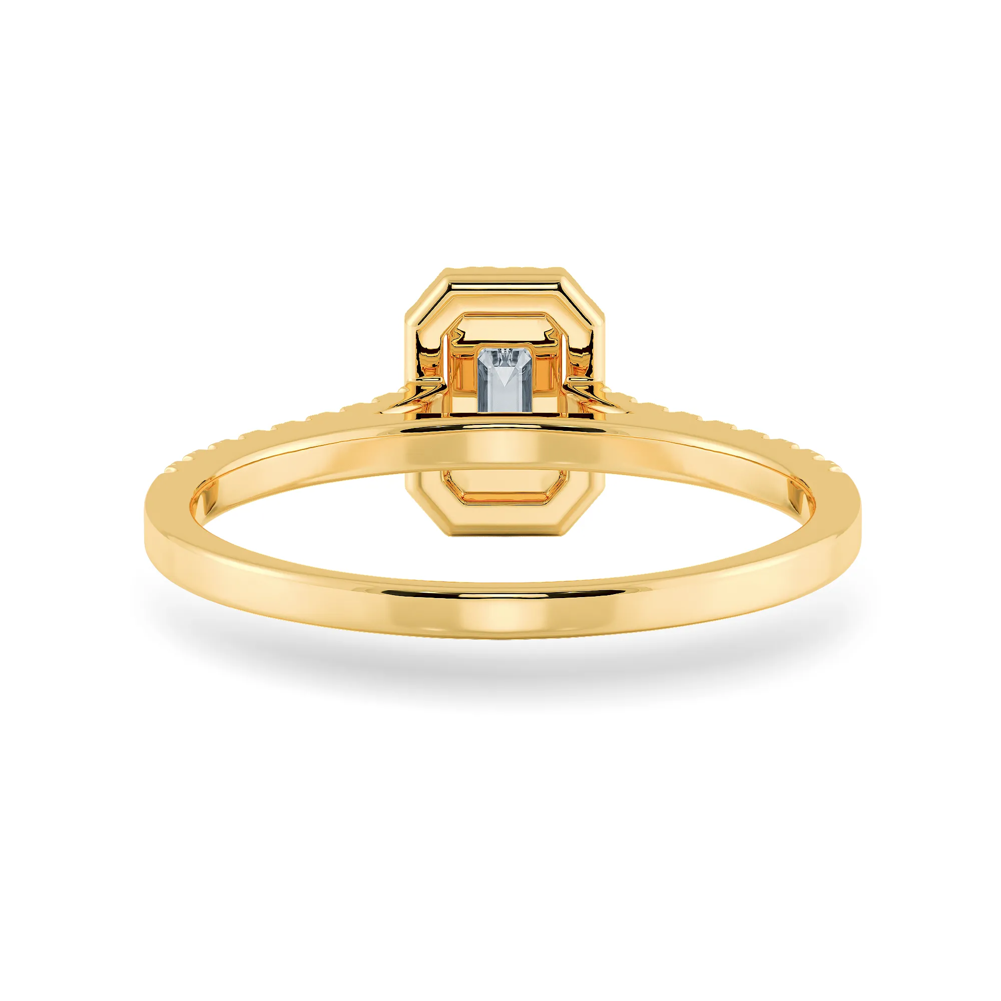 0.30cts. Emerald Cut Solitaire Halo Diamond Shank 18K Yellow Gold Ring JL AU 1197Y