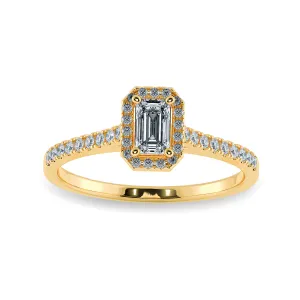 0.30cts. Emerald Cut Solitaire Halo Diamond Shank 18K Yellow Gold Ring JL AU 1197Y