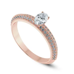 0.30cts. Oval Cut Solitaire Diamond Split Shank 18K Rose Gold Ring JL AU 1190R