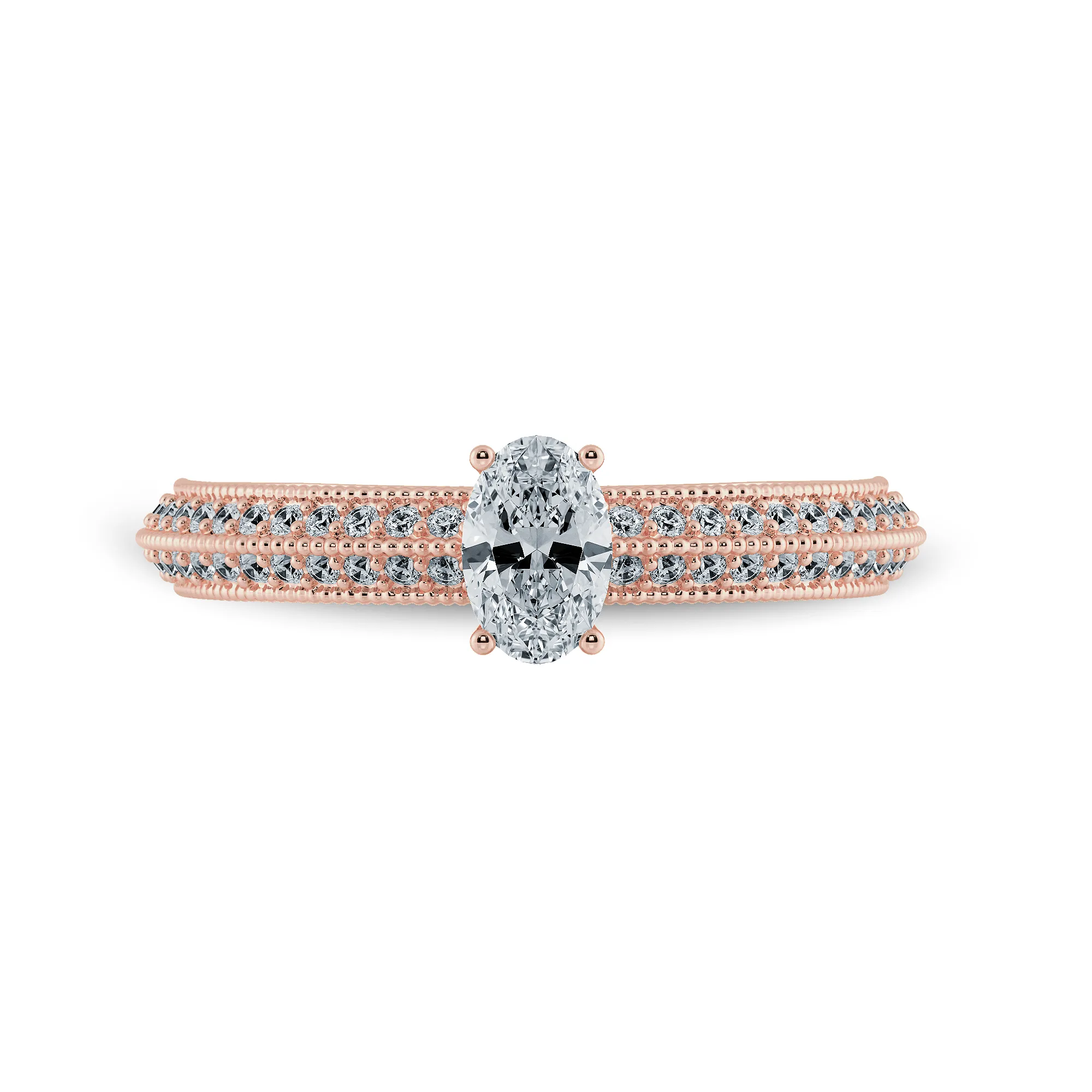 0.30cts. Oval Cut Solitaire Diamond Split Shank 18K Rose Gold Ring JL AU 1190R