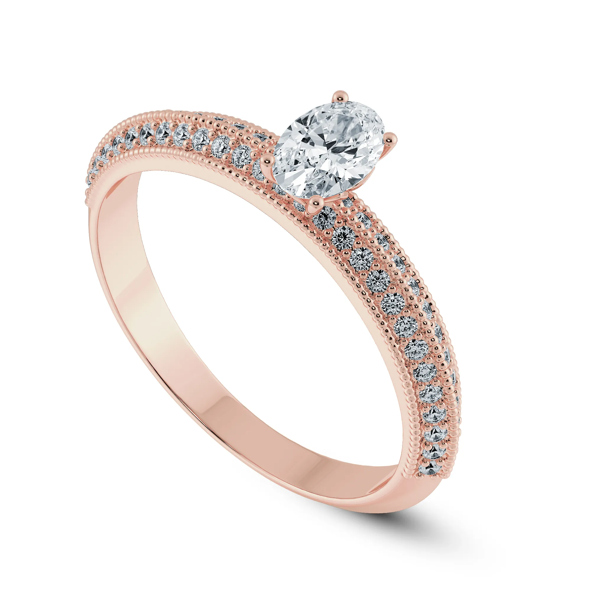 0.30cts. Oval Cut Solitaire Diamond Split Shank 18K Rose Gold Ring JL AU 1190R