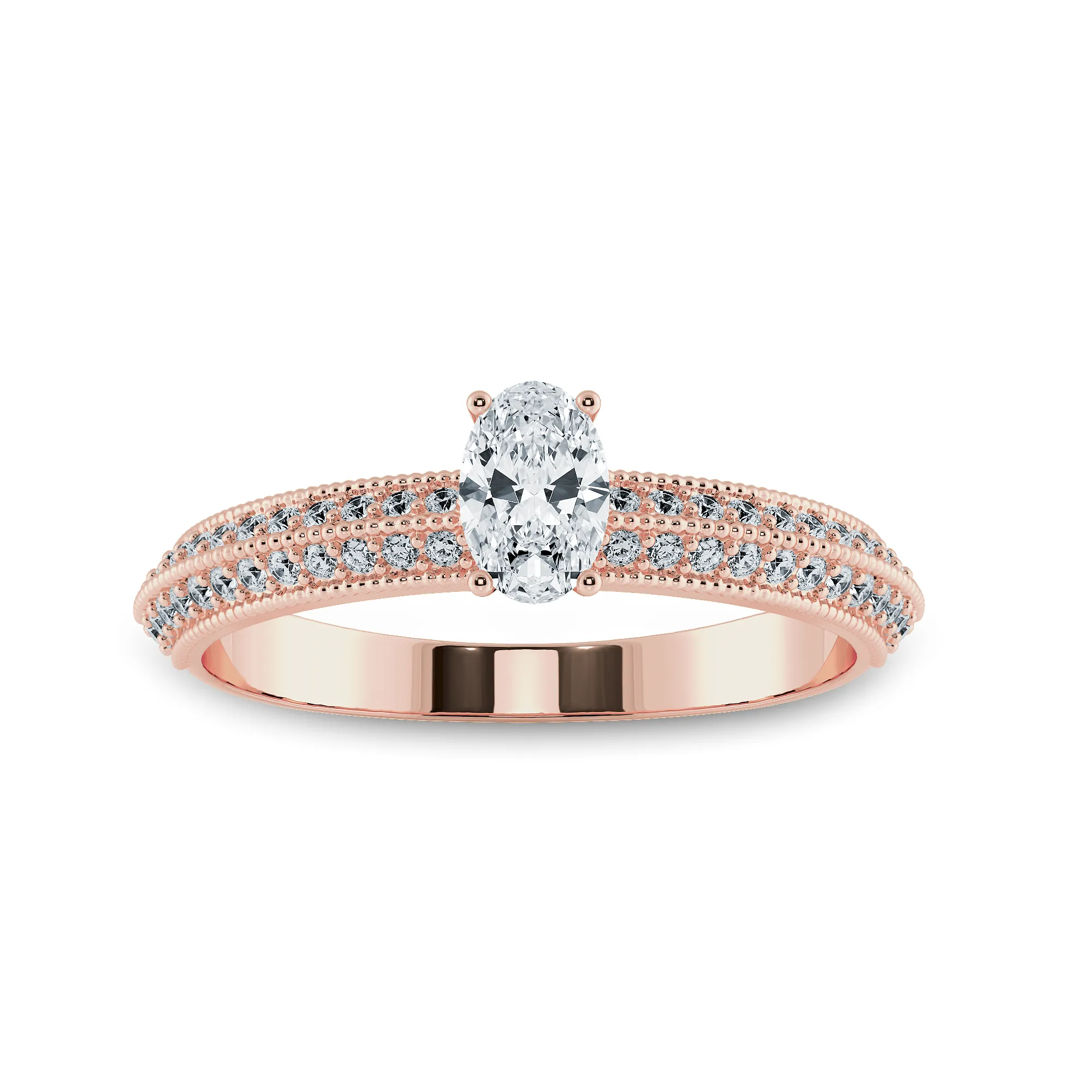 0.30cts. Oval Cut Solitaire Diamond Split Shank 18K Rose Gold Ring JL AU 1190R