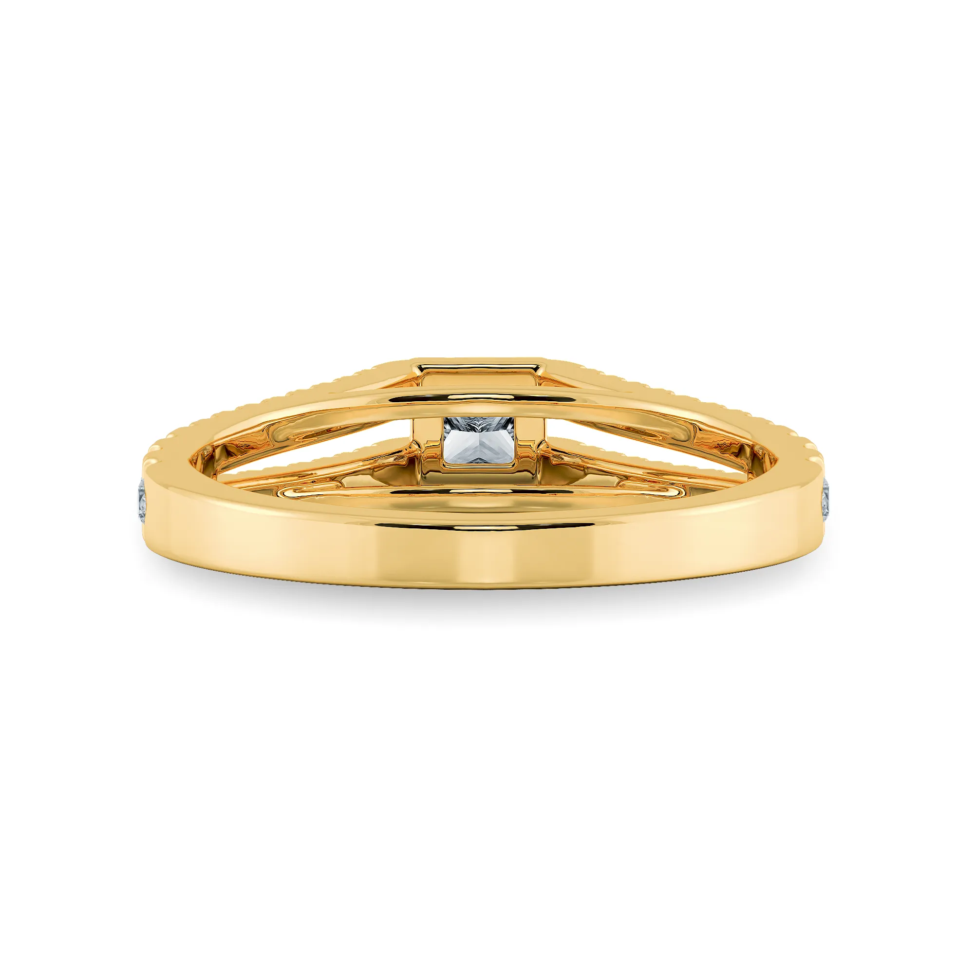 0.30cts. Princess Cut Solitaire Diamond Split Shank 18K Yellow Gold Ring JL AU 1178Y