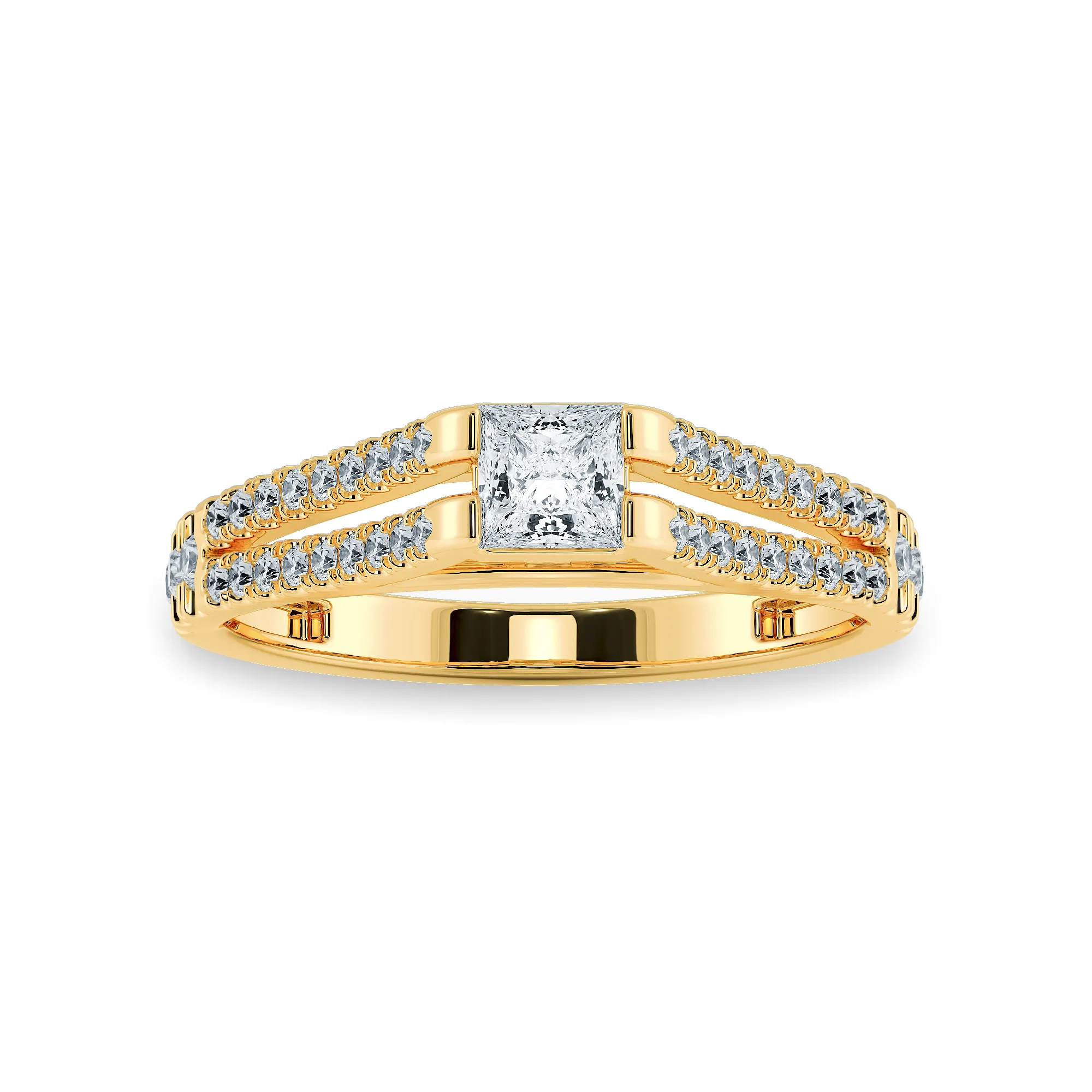 0.30cts. Princess Cut Solitaire Diamond Split Shank 18K Yellow Gold Ring JL AU 1178Y