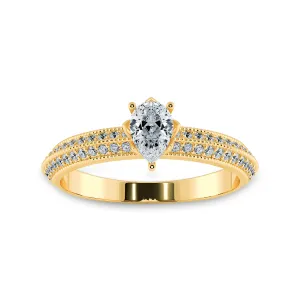 0.30ts. Pear Cut Solitaire Diamond Split Shank 18K Yellow Gold Ring JL AU 1191Y
