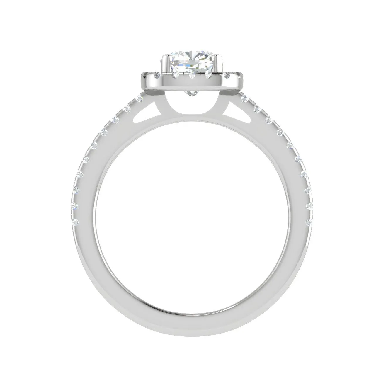 0.50 cts. Cushion Solitaire Halo Diamond Shank Platinum Ring JL PT RH CU 118