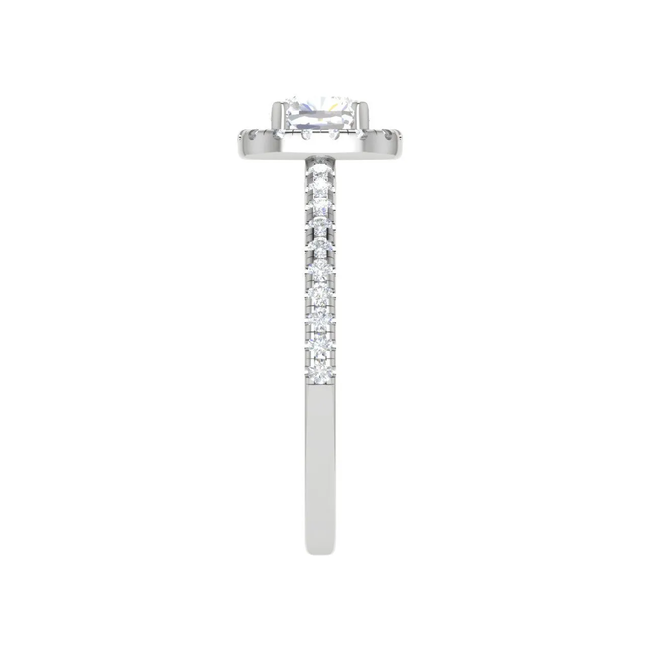 0.50 cts. Cushion Solitaire Halo Diamond Shank Platinum Ring JL PT RH CU 118
