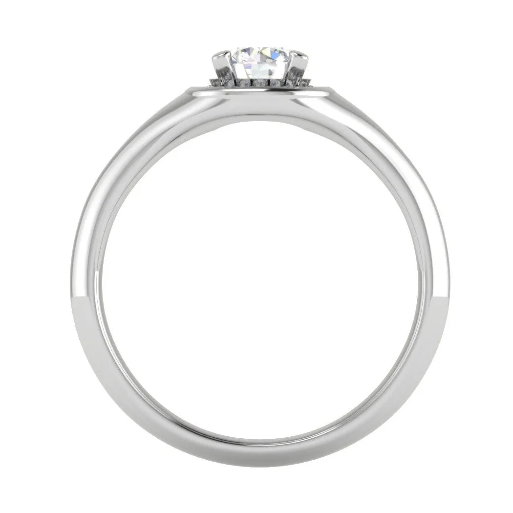 0.50 cts Solitaire Halo Diamond Platinum Ring JL PT RH RD 215