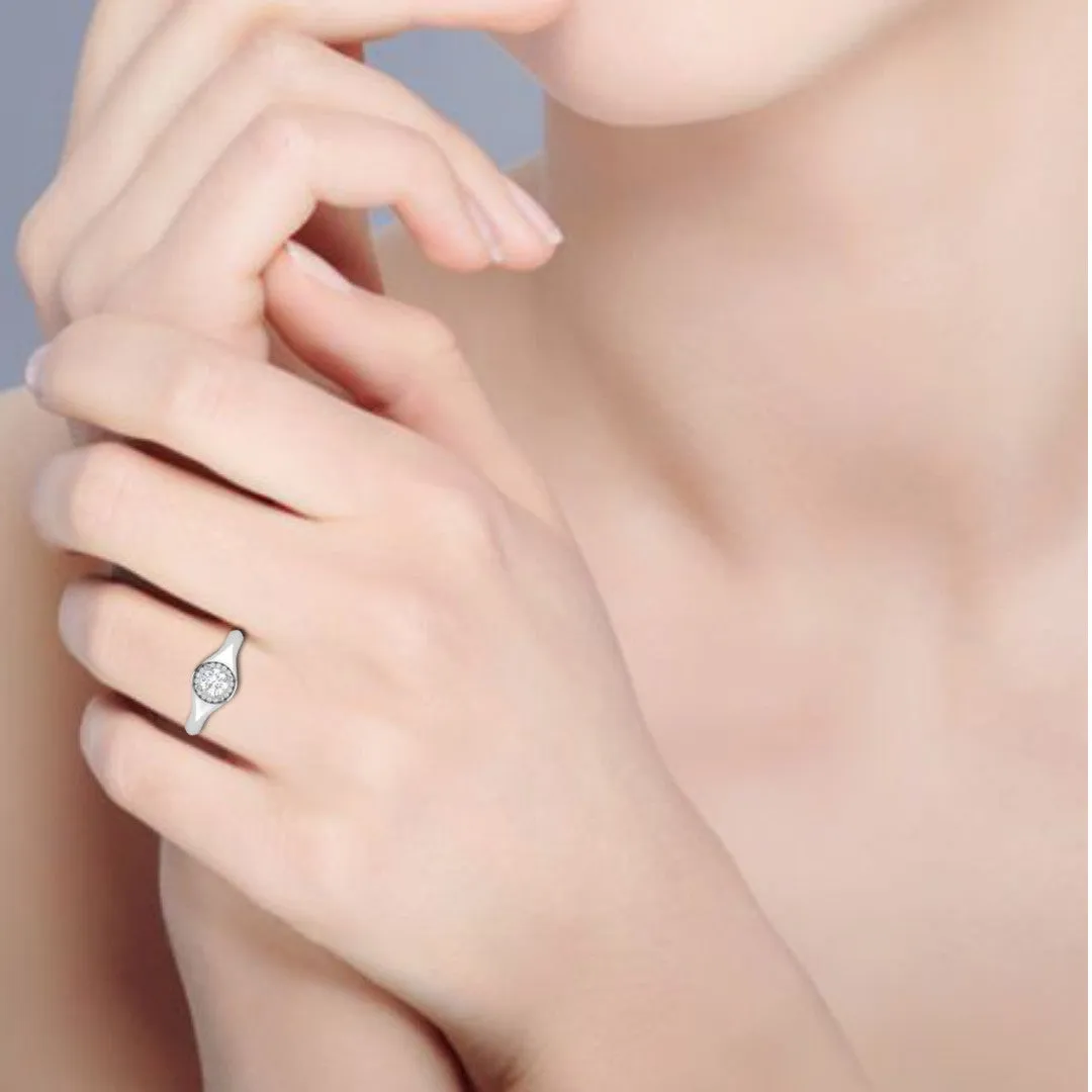 0.50 cts Solitaire Halo Diamond Platinum Ring JL PT RH RD 215