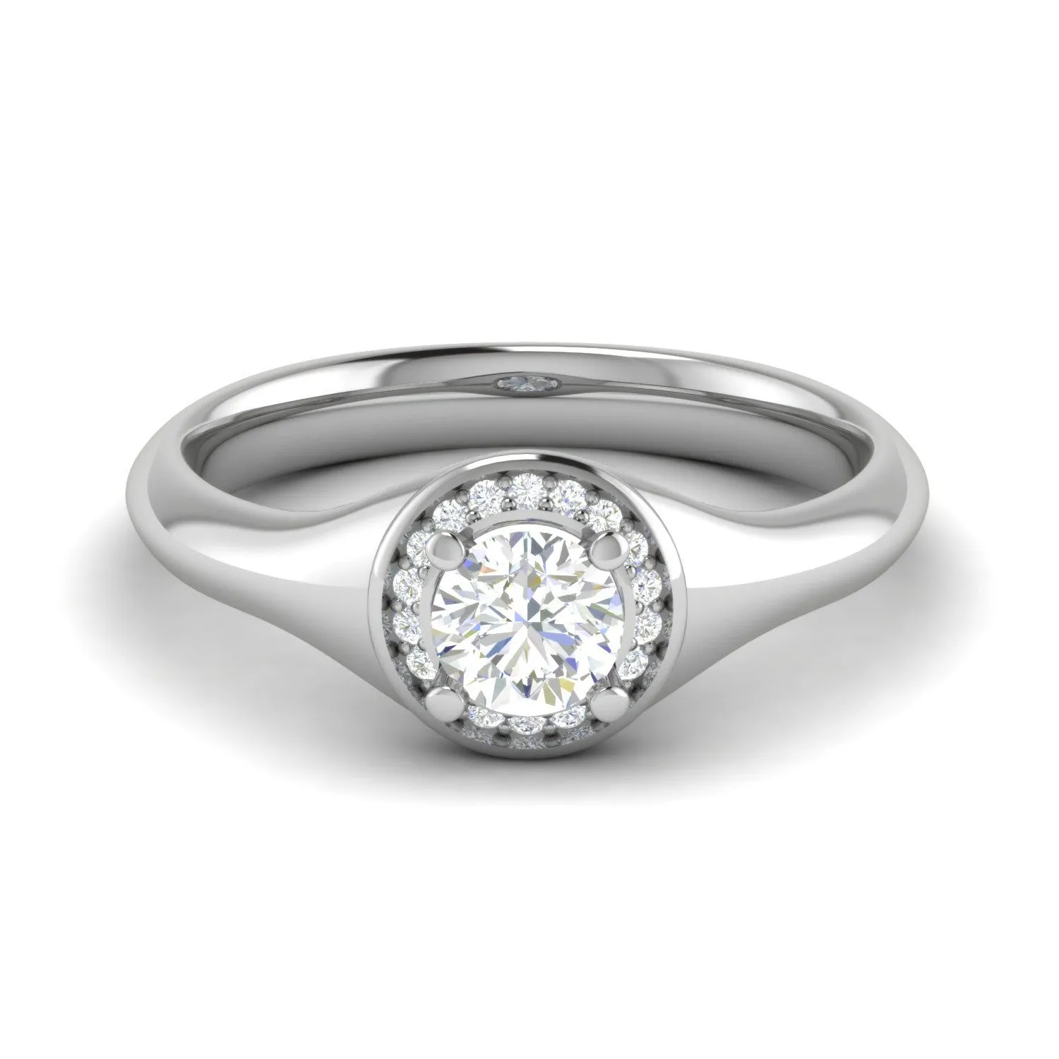 0.50 cts Solitaire Halo Diamond Platinum Ring JL PT RH RD 215
