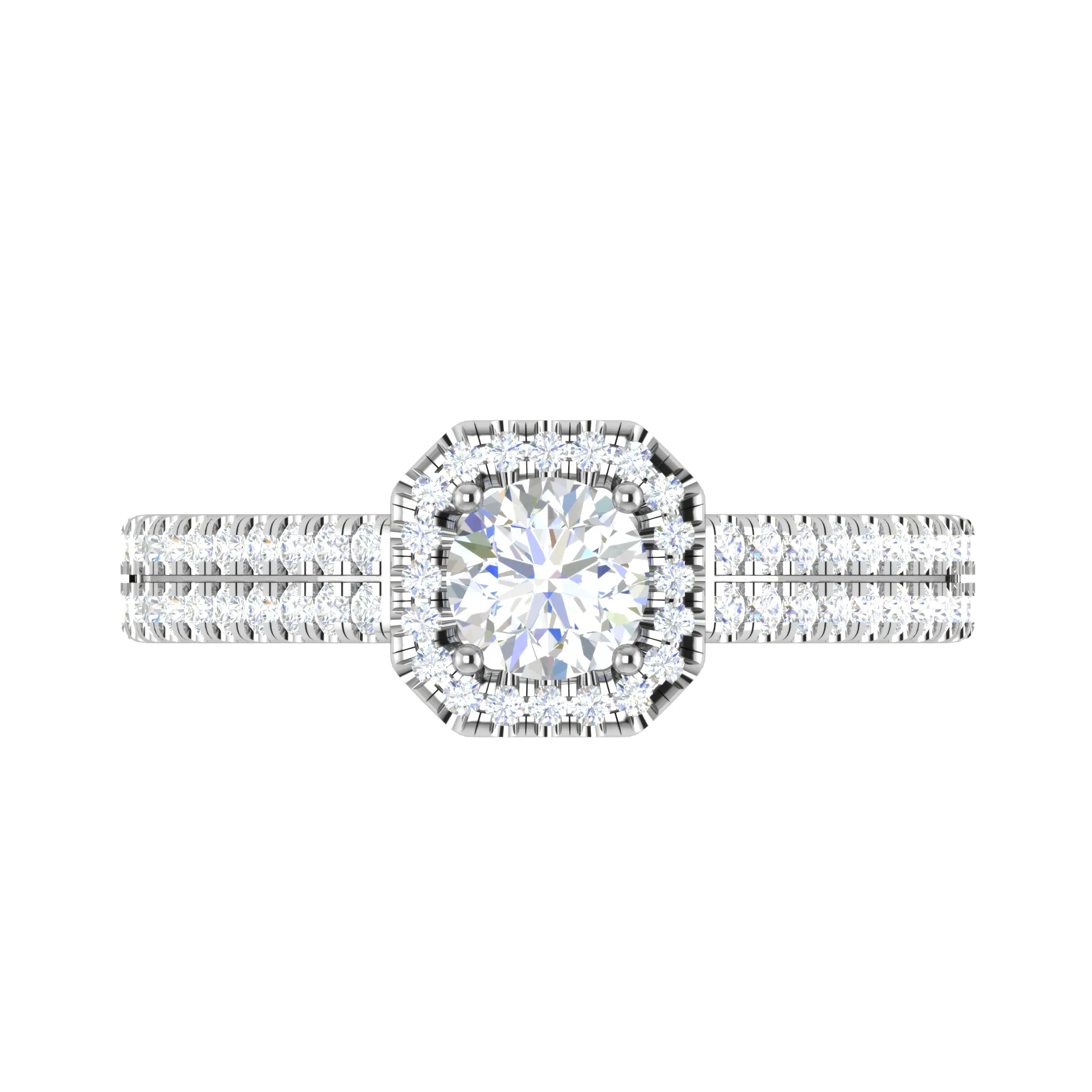 0.50 cts Solitaire Square Halo Split Shank Platinum Ring JL PT RH RD 210