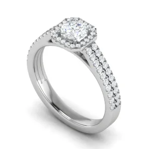 0.50 cts Solitaire Square Halo Split Shank Platinum Ring JL PT RH RD 210