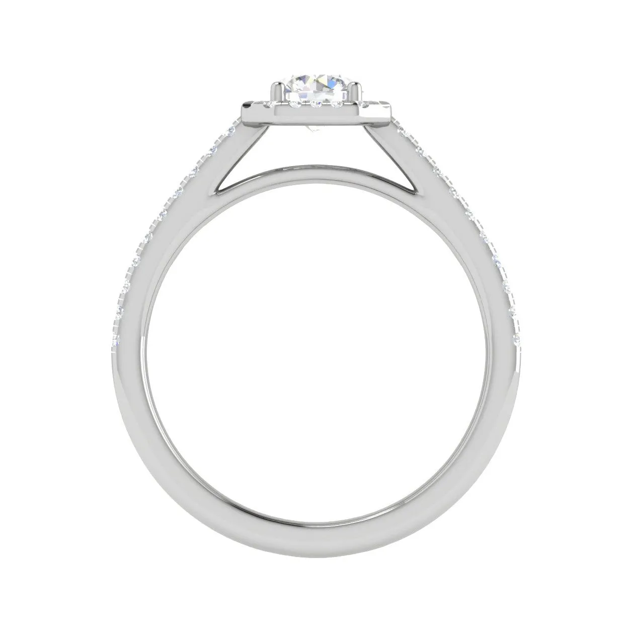 0.50 cts Solitaire Square Halo Split Shank Platinum Ring JL PT RH RD 210