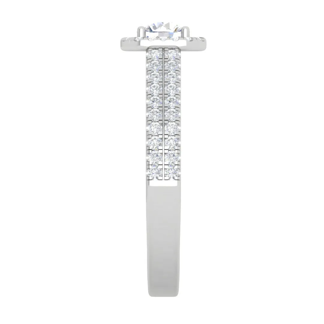 0.50 cts Solitaire Square Halo Split Shank Platinum Ring JL PT RH RD 210