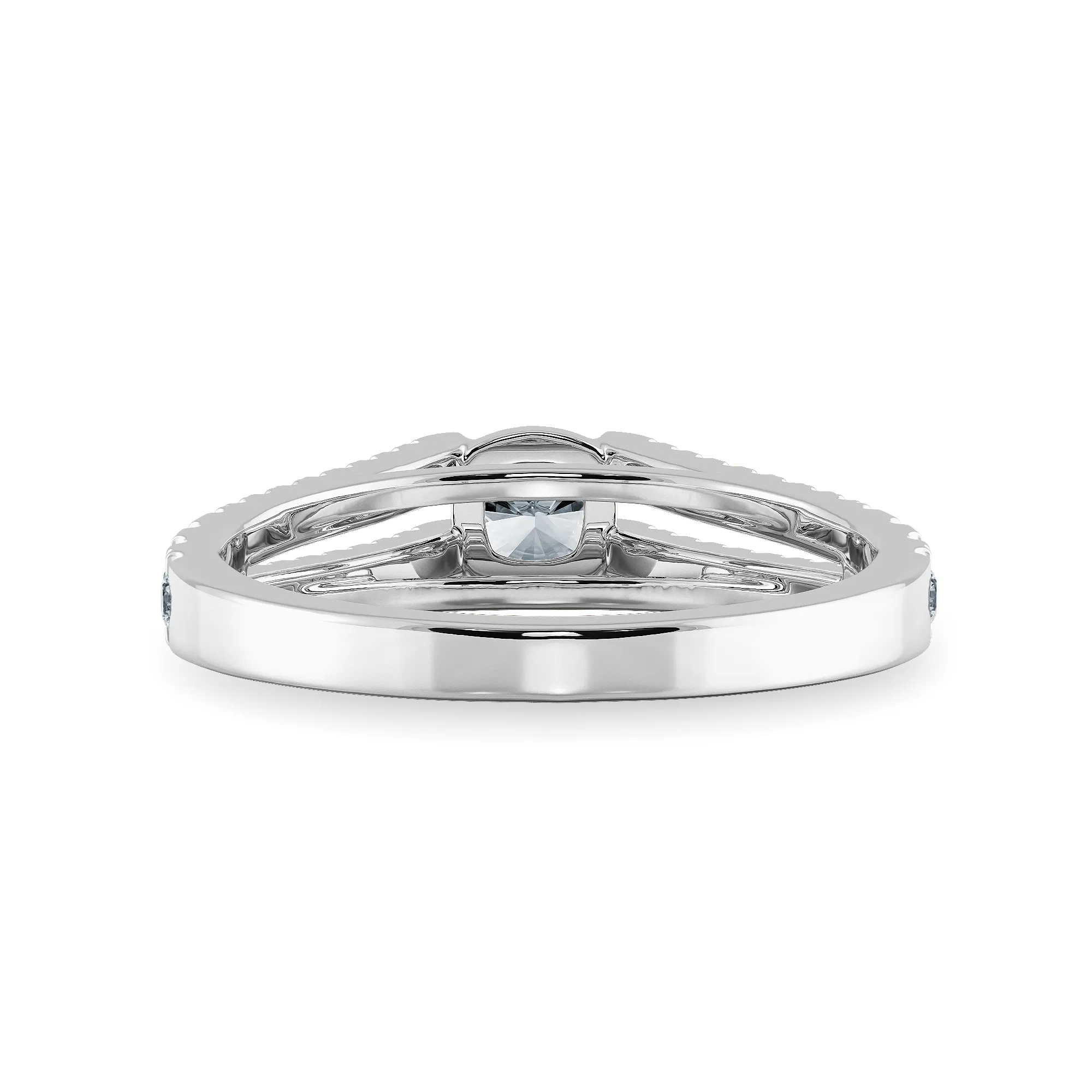 0.50cts. Cushion Cut Solitaire Diamond Split Shank Platinum Diamond Shank Engagement Ring JL PT 1179-A