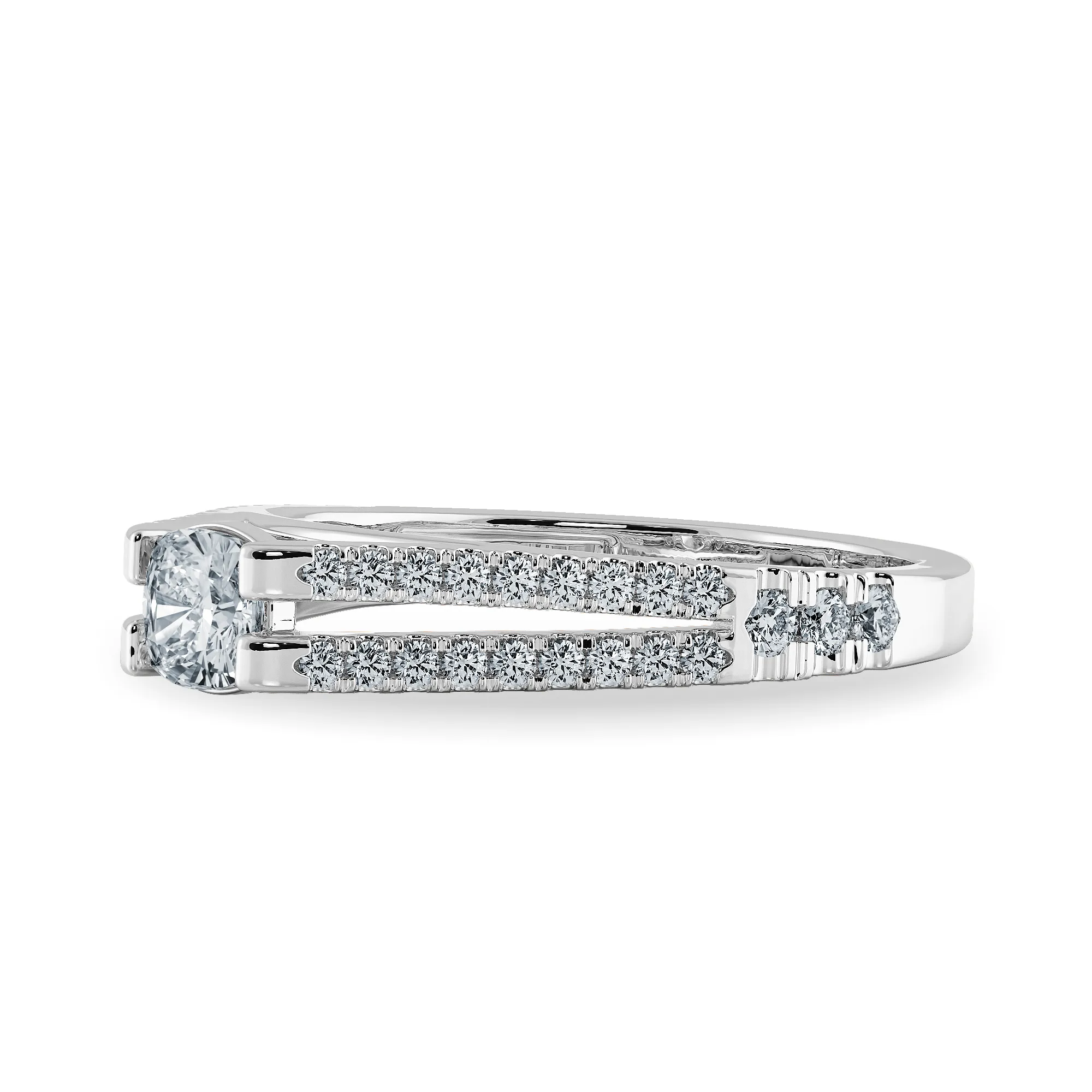 0.50cts. Cushion Cut Solitaire Diamond Split Shank Platinum Diamond Shank Engagement Ring JL PT 1179-A