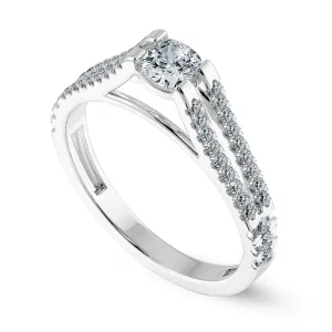 0.50cts. Cushion Cut Solitaire Diamond Split Shank Platinum Diamond Shank Engagement Ring JL PT 1179-A