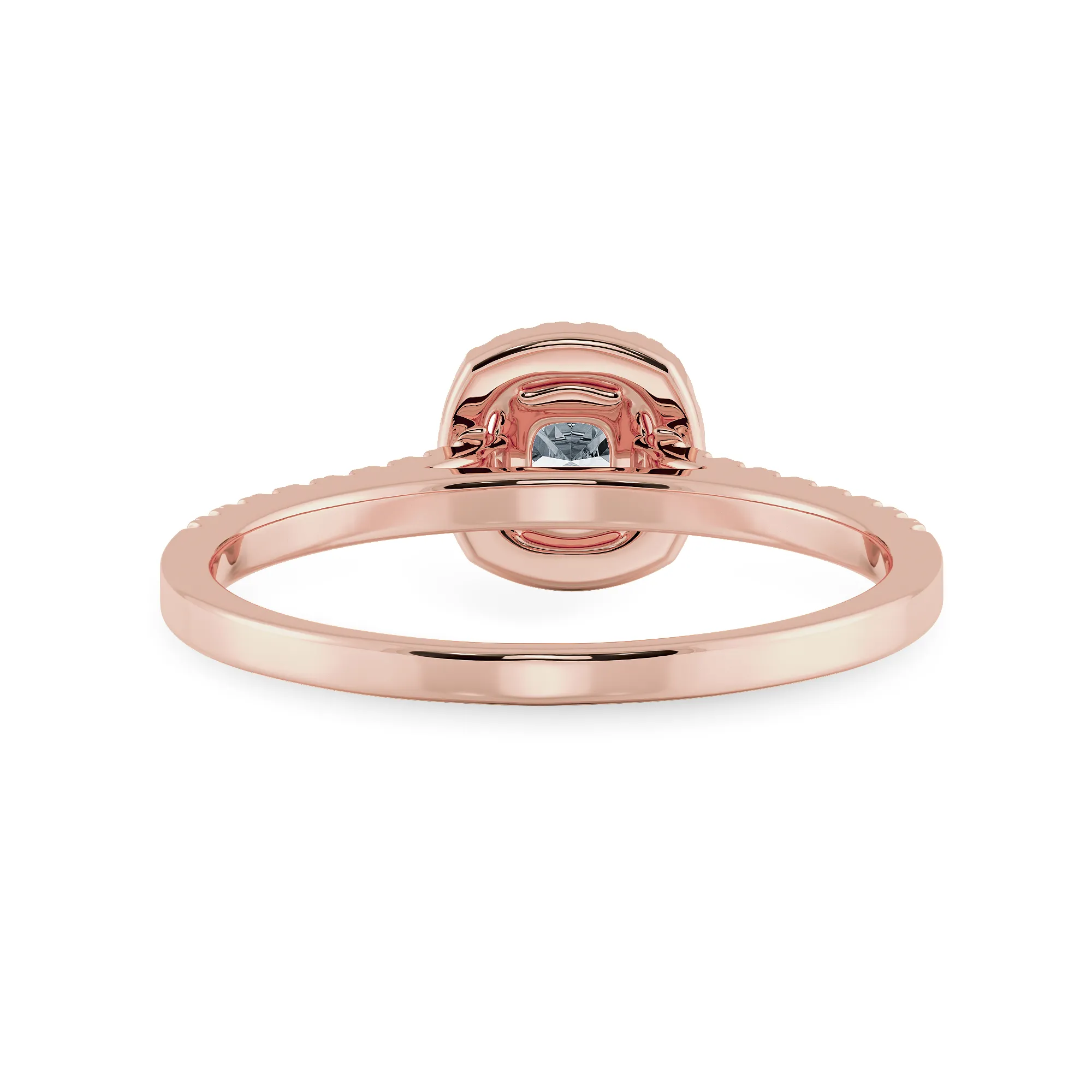 0.50cts. Cushion Cut Solitaire Halo Diamond Shank 18K Rose Gold Ring JL AU 1195R