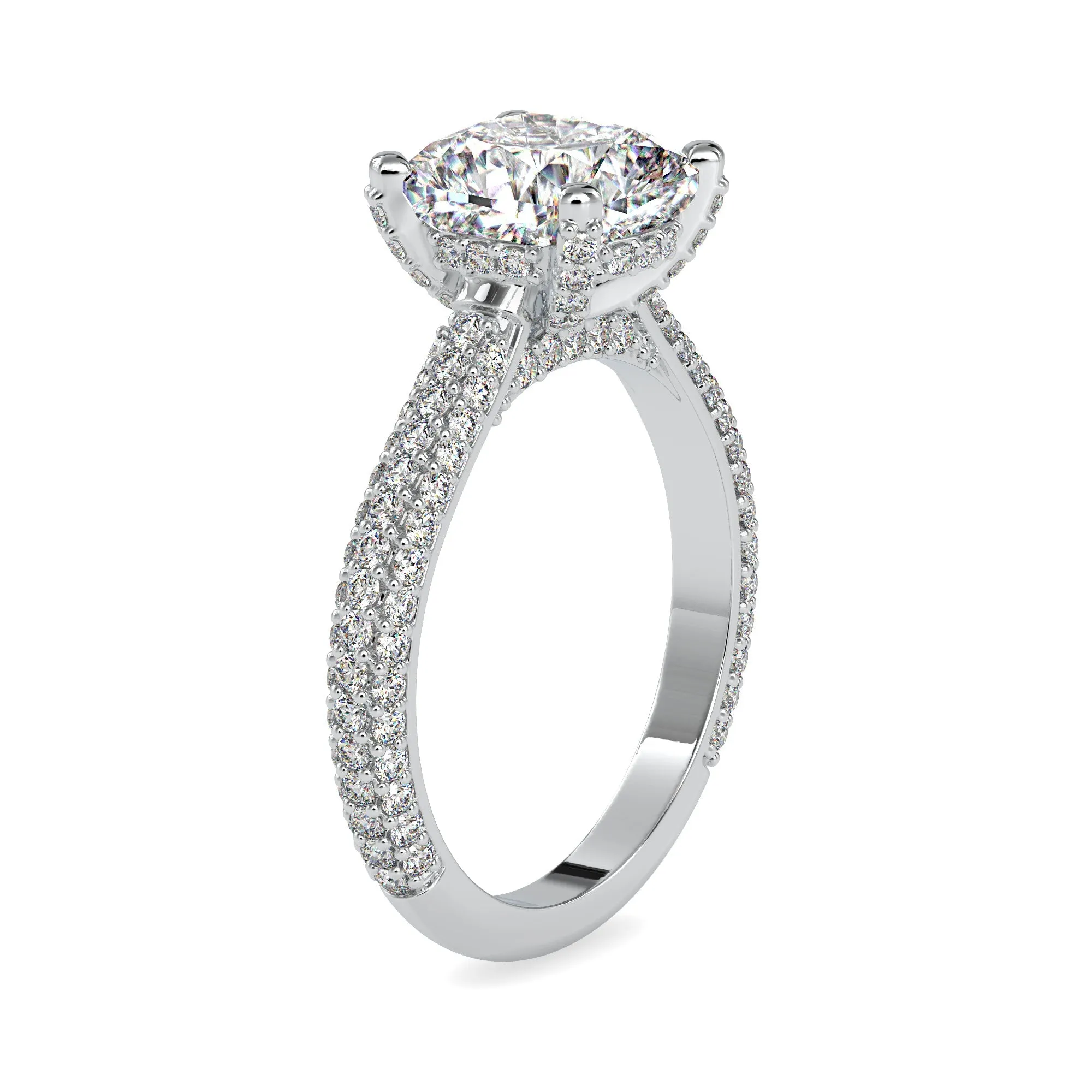 0.50cts. Cushion Cut Solitaire Platinum Diamond Engagement Ring JL PT 0103-A