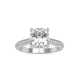 0.50cts. Cushion Cut Solitaire Platinum Diamond Engagement Ring JL PT 0103-A