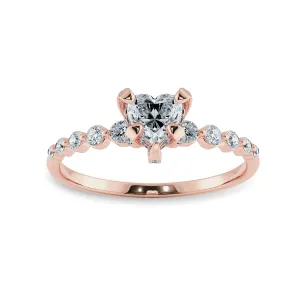 0.50cts. Heart Cut Solitaire Halo Diamond Accents 18K Rose Gold Ring JL AU 2007R-A