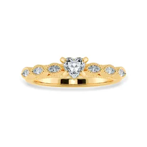 0.50cts. Heart Cut Solitaire with Marquise Cut Diamond Accents 18K Yellow Gold Ring JL AU 2016Y-A
