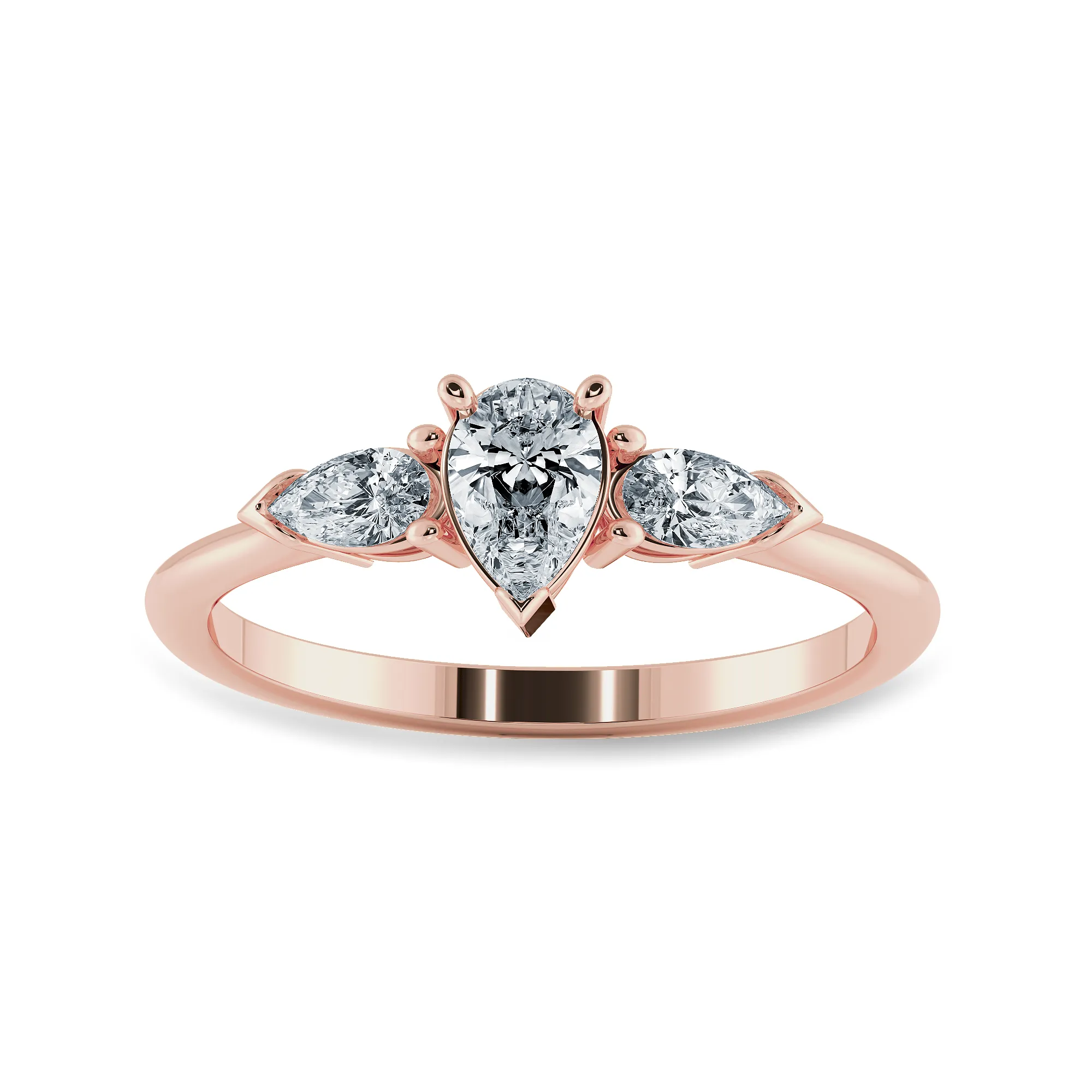 0.50cts. Pear Cut Solitaire Diamond Accents 18K Rose Gold Ring JL AU 1207R-A