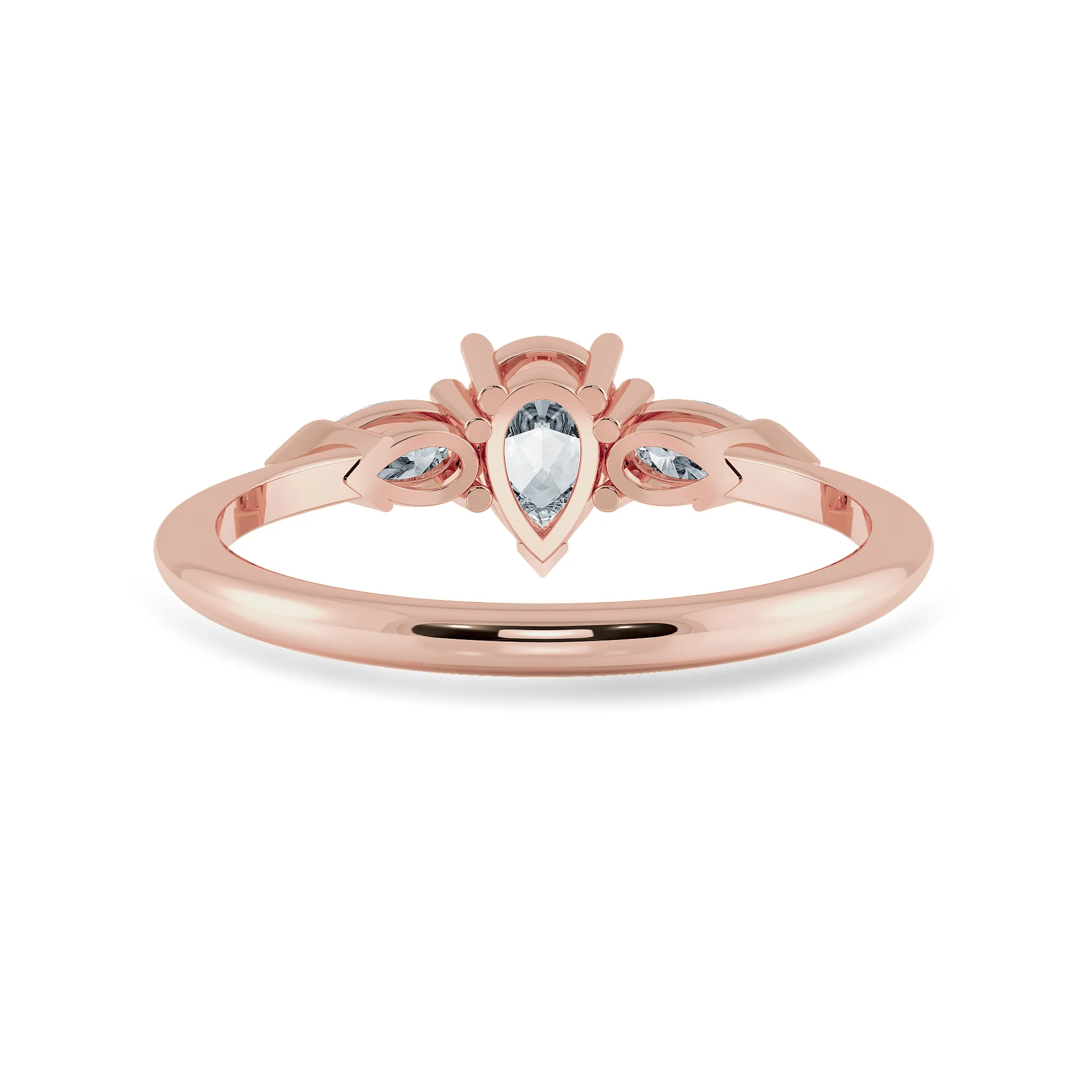 0.50cts. Pear Cut Solitaire Diamond Accents 18K Rose Gold Ring JL AU 1207R-A