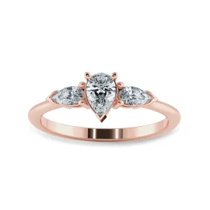 0.50cts. Pear Cut Solitaire Diamond Accents 18K Rose Gold Ring JL AU 1207R-A