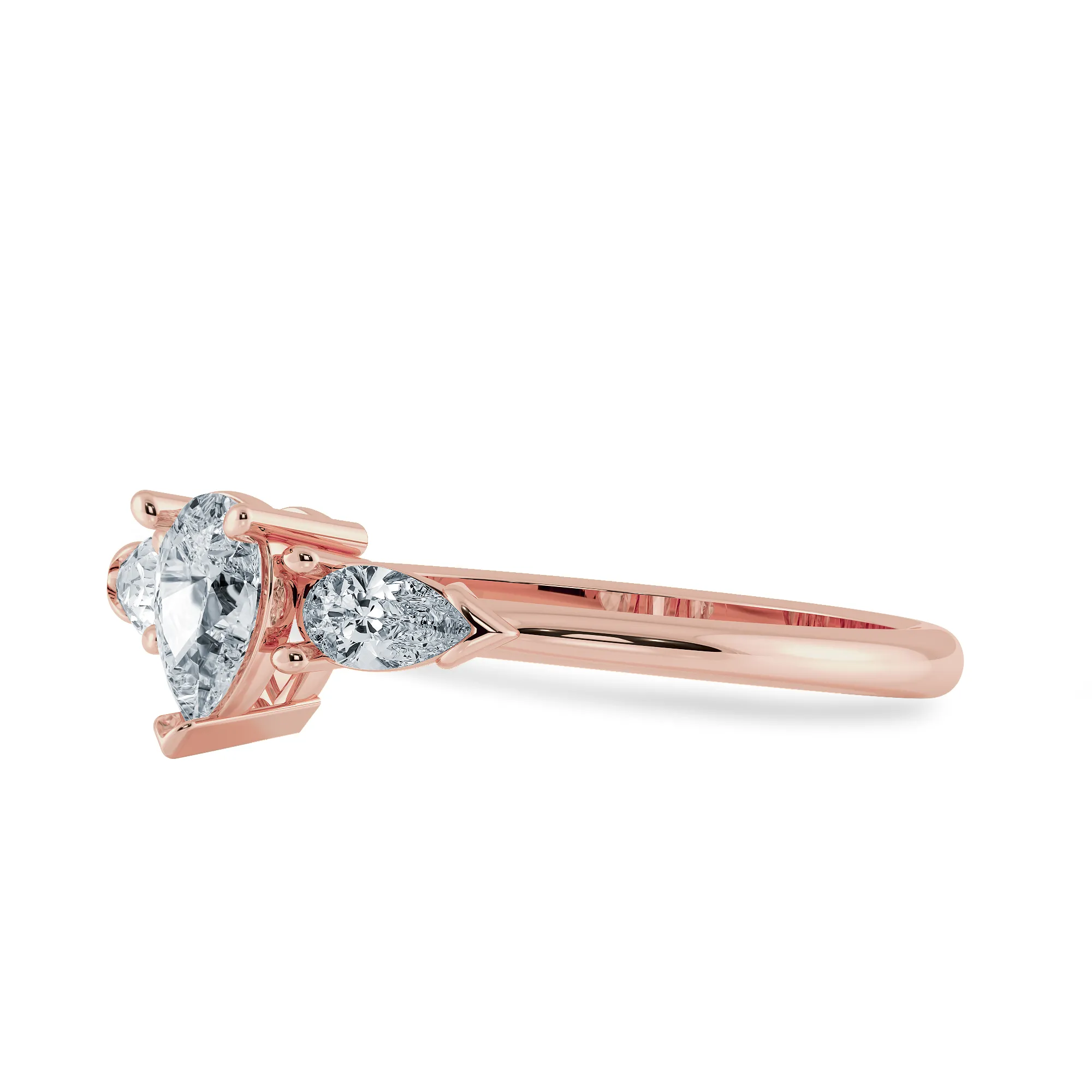0.50cts. Pear Cut Solitaire Diamond Accents 18K Rose Gold Ring JL AU 1207R-A