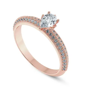 0.50cts. Pear Cut Solitaire Diamond Split Shank 18K Rose Gold Ring JL AU 1191R-A
