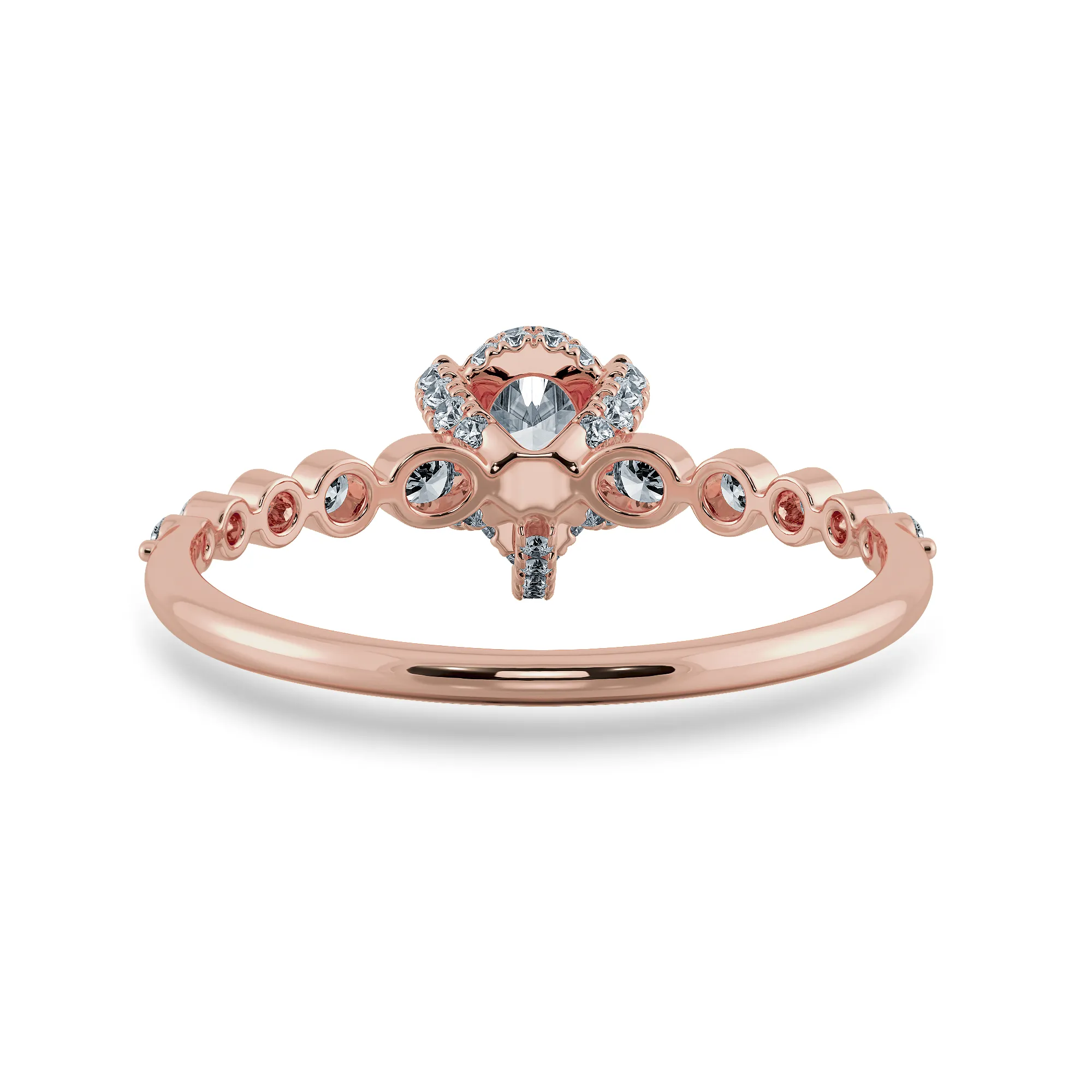 0.50cts. Pear Cut Solitaire Halo Diamond Accents 18K Rose Gold Ring JL AU 2009R-A