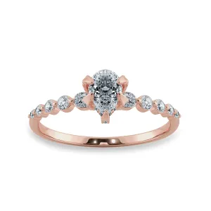 0.50cts. Pear Cut Solitaire Halo Diamond Accents 18K Rose Gold Ring JL AU 2009R-A