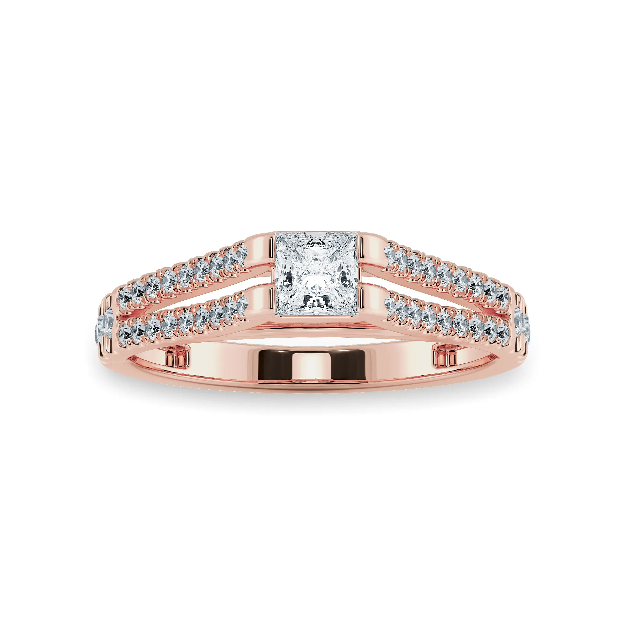0.50cts. Princess Cut Solitaire Diamond Split Shank 18K Rose Gold Ring JL AU 1178R-B