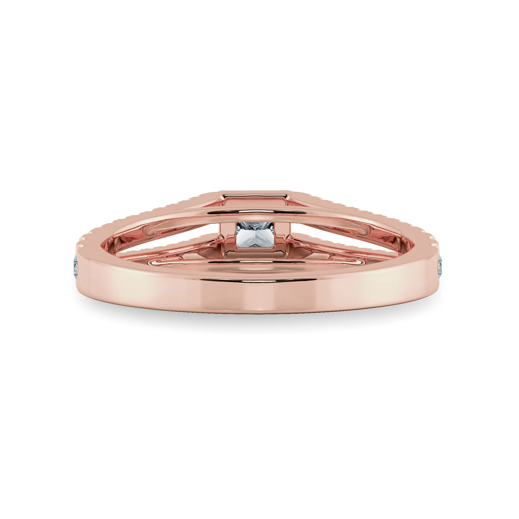 0.50cts. Princess Cut Solitaire Diamond Split Shank 18K Rose Gold Ring JL AU 1178R-B
