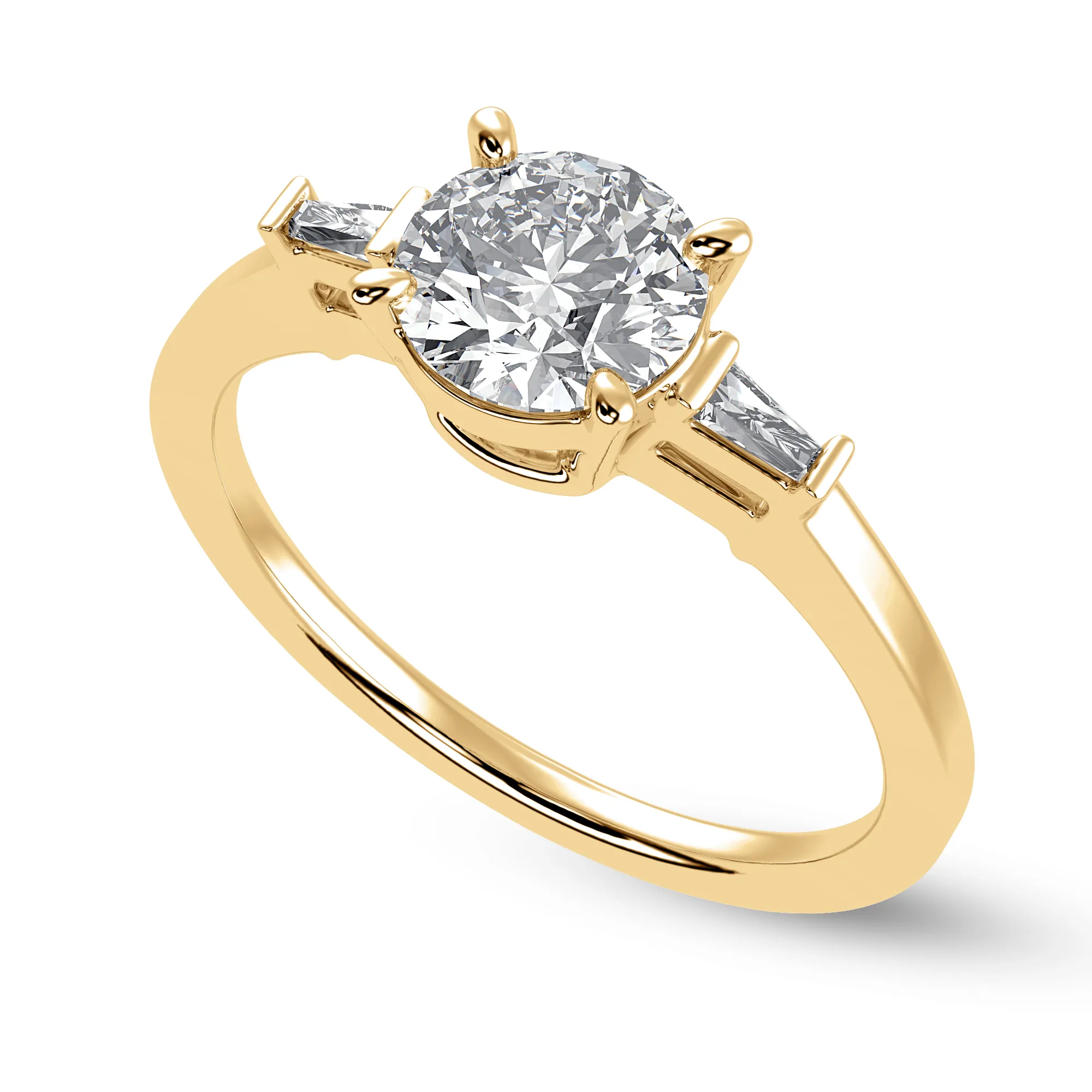0.50cts. Solitaire Baguette Diamond Accents 18K Yellow Gold Ring JL AU 1209Y-A