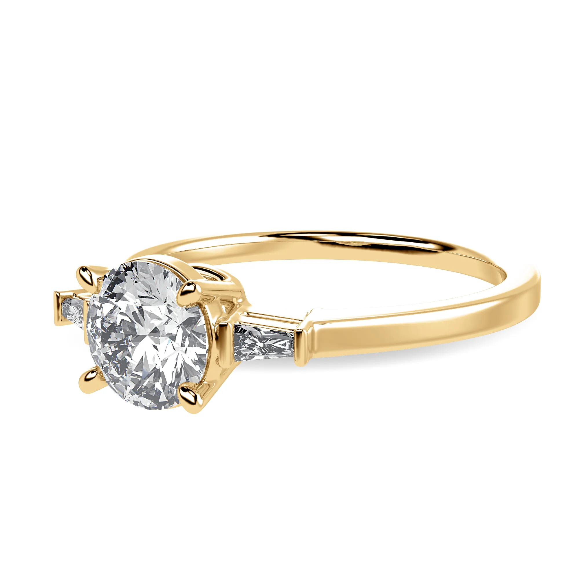 0.50cts. Solitaire Baguette Diamond Accents 18K Yellow Gold Ring JL AU 1209Y-A