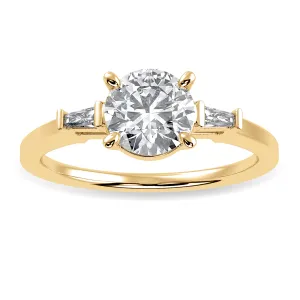 0.50cts. Solitaire Baguette Diamond Accents 18K Yellow Gold Ring JL AU 1209Y-A