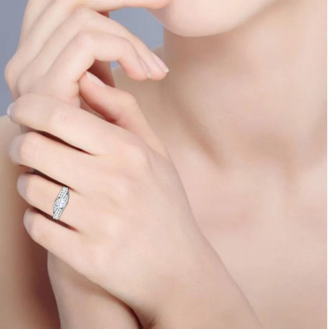 0.50cts Solitaire Diamond Split Shank Platinum Ring JL PT WB5808E