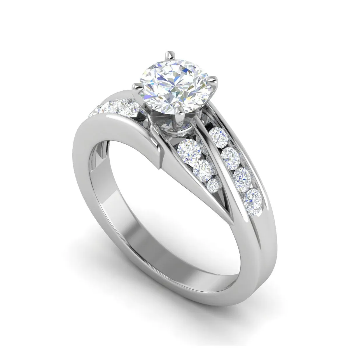 0.50cts Solitaire Diamond Split Shank Platinum Ring JL PT WB5808E